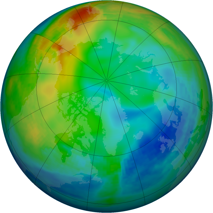 Arctic ozone map for 13 December 1991